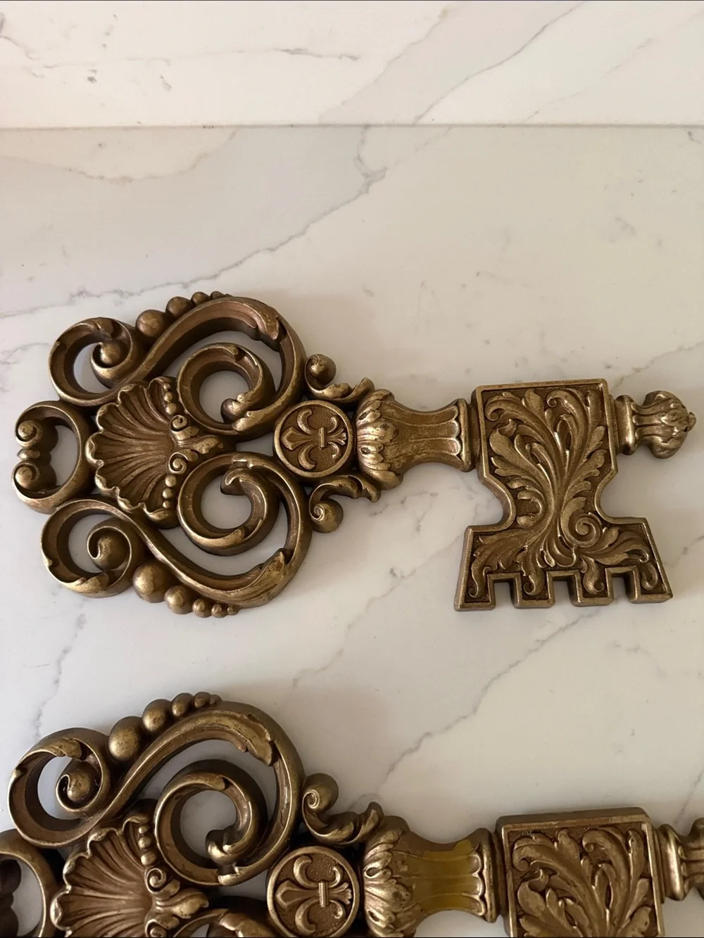 Vintage Dart Decorative Gold Colored Keys Set of 2